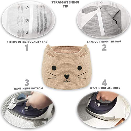 Vk Living Animal Baskets Large Woven Cotton Rope Storage Basket With Cute Cat Design Animal Laundry Basket Organizer For Towels, Blanket, Toys, Clothes, Gifts – Pet Or Baby Gift Baskets 15‘’ L X 14H #TOP7