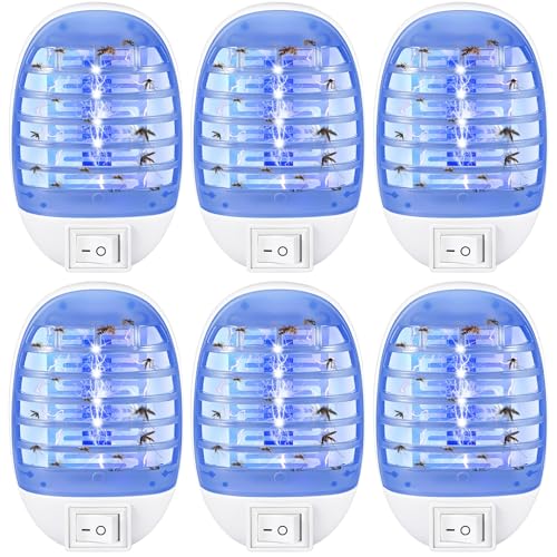 6 Pack Bug Zapper Indoor, Electronic Fly Trap Insect Killer, Fly Trap for Indoors, Plug in Bug Zappers Mosquitoes Killer Mosquito Zapper with Blue Lights for Home, Office, Bedroom, Kitchen