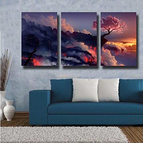 Gardenia Art Magic Cherry Tree in Volcanoes Canvas Prints No Frame Modern Wall Art Paintings Artwork for Room Decoration (16x24 unframed)