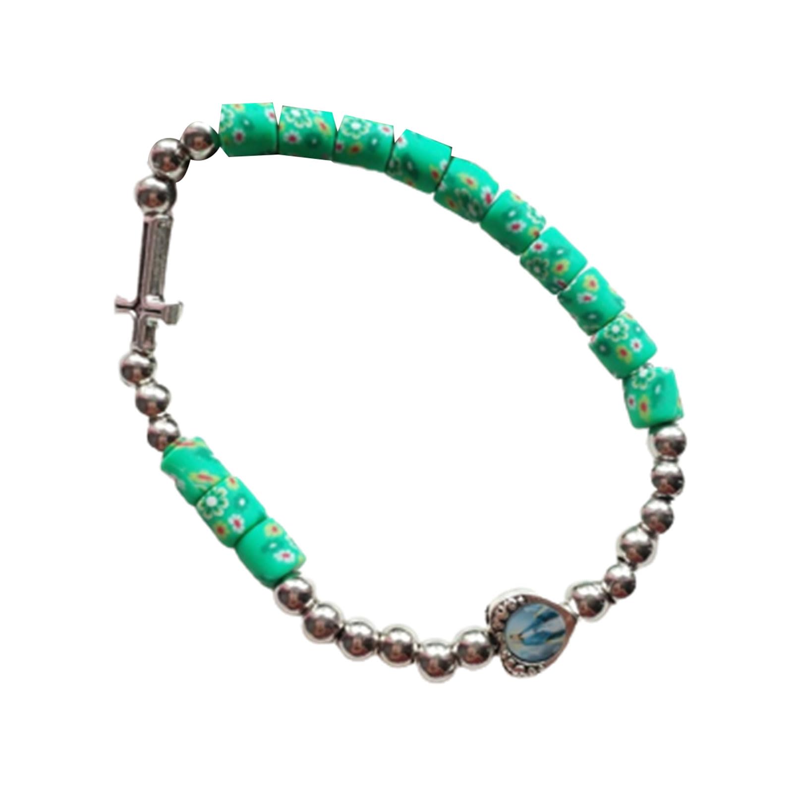 Buxuaaaa Green Clay Rosary Soft Pottery Hand Decorative Ornament Supplies For Praying Acrylic Beads
