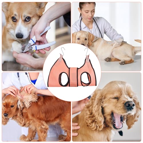 HoaaiGo Haustierpflege-Hängematte für Katzen Hunde, Atmungsaktive Hundepflege Schlinge, Hundepflege Geschirr, Hundepflege-Rückhaltetasche für Haustierpflege Waschen Nagelschneiden (XS, Rosa)