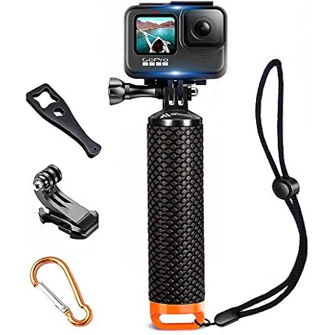 Waterproof Floating Hand Grip Compatible with GoPro Hero 11 10 9 8 7 6 5 4 3 3+ 2 1 Session Black Silver Camera Handler & Handle Mount Accessories Kit for Water Sport and Action Cameras (Orange) Cover