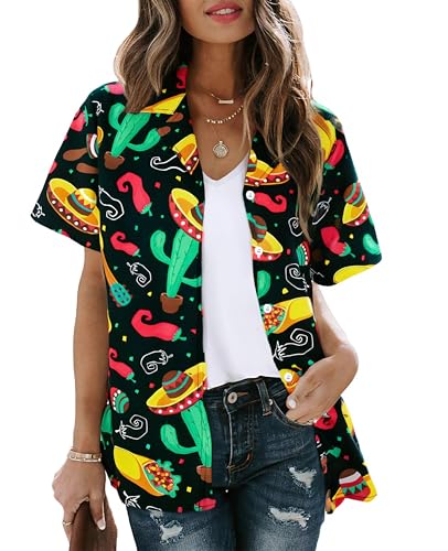 Cinco De Mayo Shirt Women Mexico Mexican Party Hawaiian Shirt Funny Button Down Shirt Short Sleeve Button Up Blouse Tops4