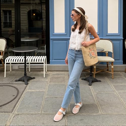 Image of Ballet Flats Mesh Shoes for Women Mary Janes Flats | Wide Feet Options, Woven Mesh Flats, Soft Cushion, Comfortable Ballerina Flats, Casual, Dress Shoes, Daily, Work, Versatile