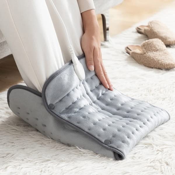 Cuscino riscaldante elettrico per fisioterapia, coperta elettrica, allevia il dolore alla schiena muscolare, spalla e nuca, 3 livelli di temperatura, 100 W, grigio