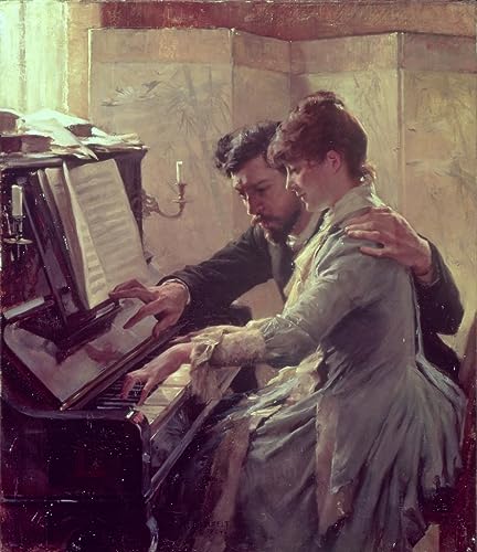 Tableau Au piano d'Albert Edelfelt pour une ambiance romantique et vintage de chambre