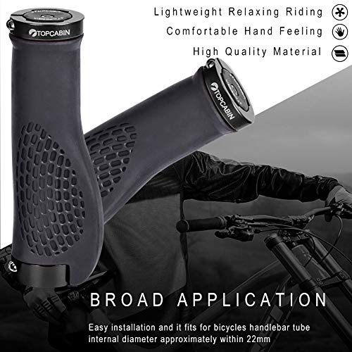Image of TOPCABIN Ergonomic Bike Grips - Widen Holding Rubber Grips with Aluminum LockGrips for Mountain & Road Bikes