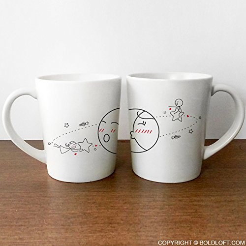 Boldloft Love You To The Moon And Back His And Hers Coffee Mugs- Couples Gifts For Him And Her Anniversary Valentines Day Christmas Wedding-Long Distance Relationships Gifts For Boyfriend Girlfriend #TOP2