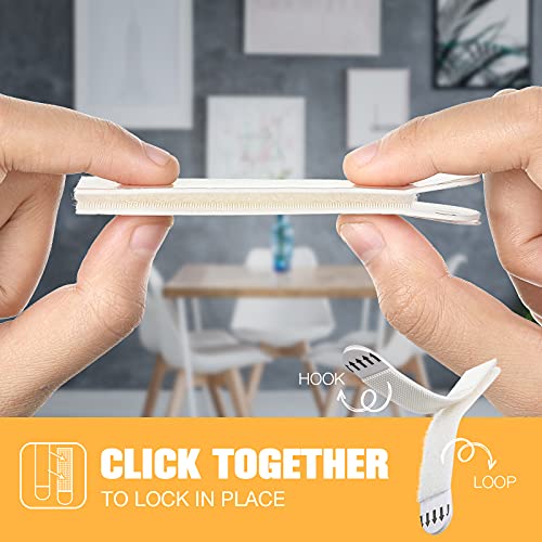 Image of Zonon 40 Pairs (80 Strips) Picture Hanging Strips Picture Hanger Kit Heavy Duty Strips Removable Hook and Loop Tape Frame Picture Hanging Hooks(White, Large)