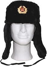 MFH Russian Winter Cap Black with Badge size L