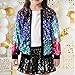 TYNORA Children's Fashion Shiny Jacket Girls Sequin Zipper Coat Long Sleeve Bomber Jackets Outfits Blue Rose M