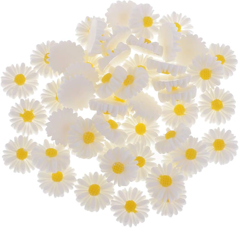 Sunflower Daisy Resin Charms,50Pcs Flowers Daisy Flower Epoxy Charms