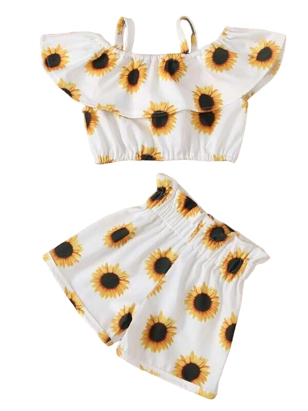 Women's Sunflower Graphic Crop Top - Soft Cotton Blend, Crewneck, Sleeveless, Perfect With Jeans Or Skirts, Size Medium