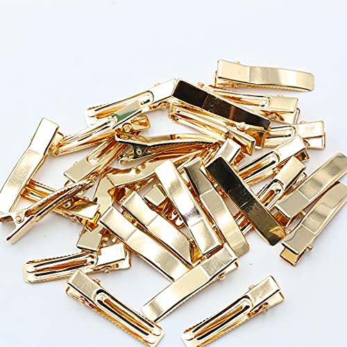 KUKU工房 やっとこピン ベビークリップ ヘアクリップ ヘアピン 髪留め ヘアアクセサリー ハンドメイド 50本セット (ライトゴールド 35mm)