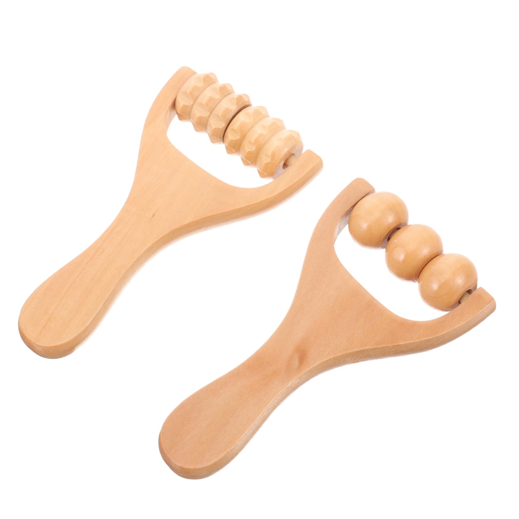 Rodillo de Masaje de Madera para Cuerpo y Rostro, 2 Piezas, Herramienta de Masaje Manual para Puntos Gatillo, Adecuado para Relajación de Cuello y Hombros