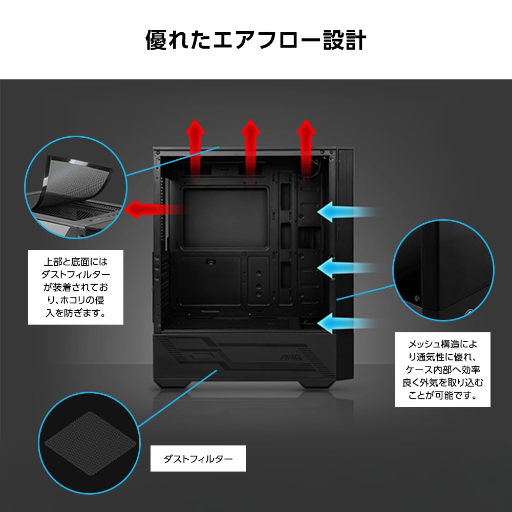 Amazon | MSI MAG FORGE 110R PCケース ATX ミドルタワー 黒 初心者