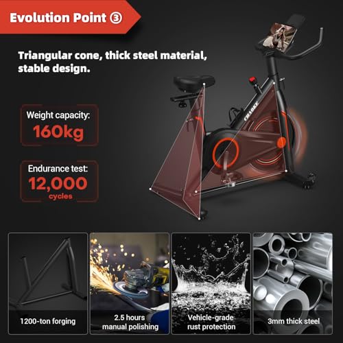 CHAOKE Exercise Bike Gym Workout, PLUS Magnetic Spin Bike with APP, Ultra-Quiet Indoor Exercise Bikes for Home Use, Professional Cycling Seat and Super Stable Design, 360LBs Capacity - Image 6