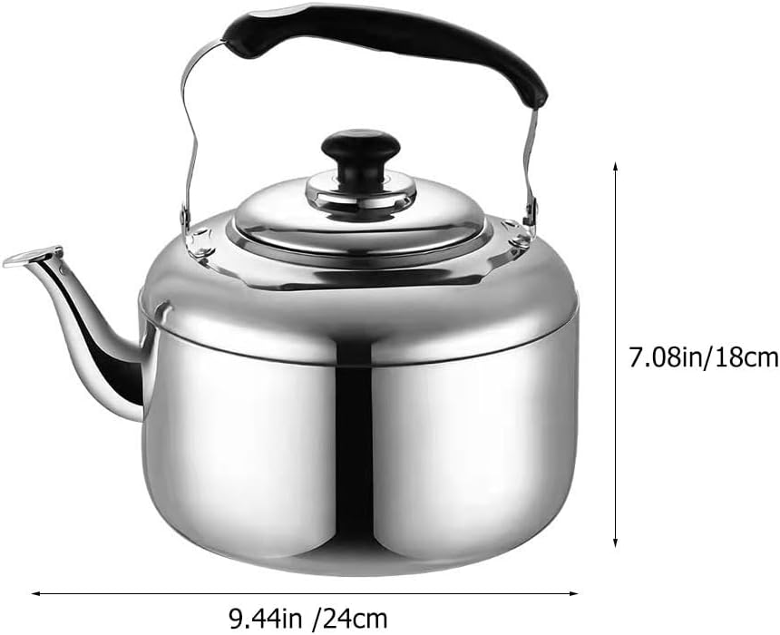 DOITOOL Stainless Steel Tea Kettle for Stove Top: Metal Teapot Water Kettle Water Tea Pots for Stove Top Camping Stove Gas Stove Water Kettle 4L