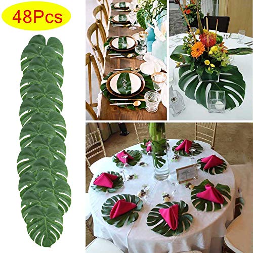 vLoveLife – 48 folhas de palmeira tropicais artificiais, 35 x 29 cm, folhas grandes para decoração d