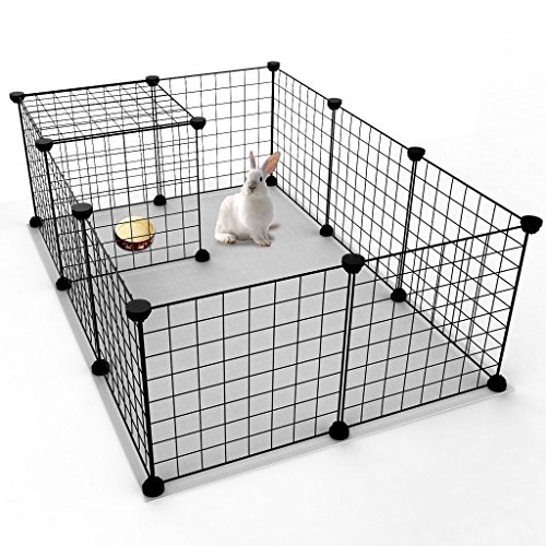 JYYG Small Pet Pen Bunny Cage Dogs Playpen Indoor Out Door Animal Fence Puppy Guinea Pigs, Dwarf Rabbits PET-F (12 Panels, Black)