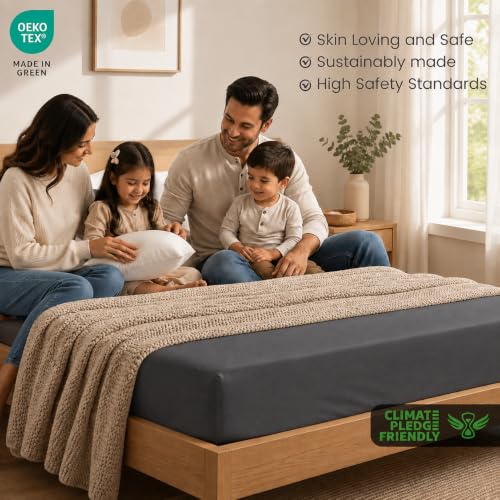 Image of LINENWALAS 100% Cotton 400 TC Large Standard Size Pillow Cover|Long Staple Imported Egyptian Cotton |Cloud-Soft, Breathable & Skin-Safe|Oeko-TEX Certified Bedding (20x30 inch, Set of 2, Dark Grey)