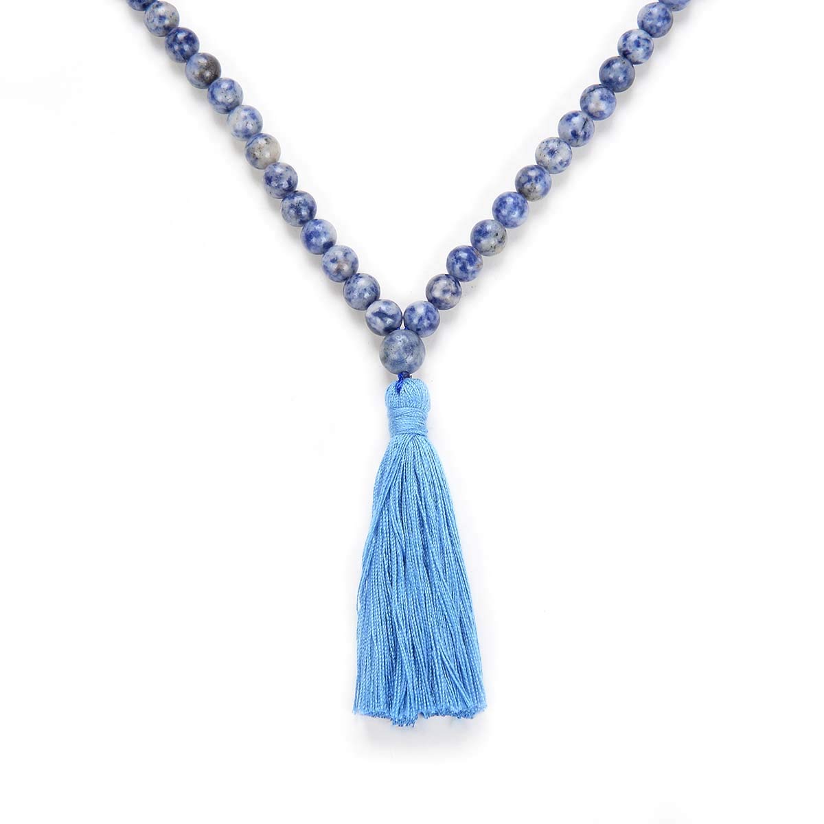 Yoga Halskette Schmuck Perlen Lange Quaste Halskette Jaspis mit 108 Mala Beads für Damen oder Herren