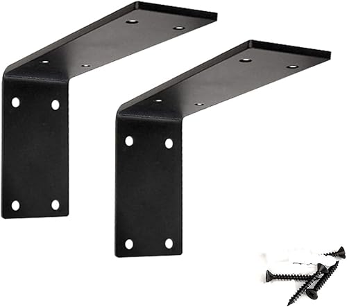 Soporte de estante de hierro sólido industrial rústico para decoración de pared, soporte flotante de 90 grados, soporte de estante de esquina para