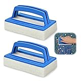 Dereine Juego de 2 cepillos de piscina, almohadilla de limpieza, esponja de algas, cepillo de limpieza, cepillo de mano, adecuado para limpiar la suciedad y el musgo para spa, piscina pequeña, bañeras