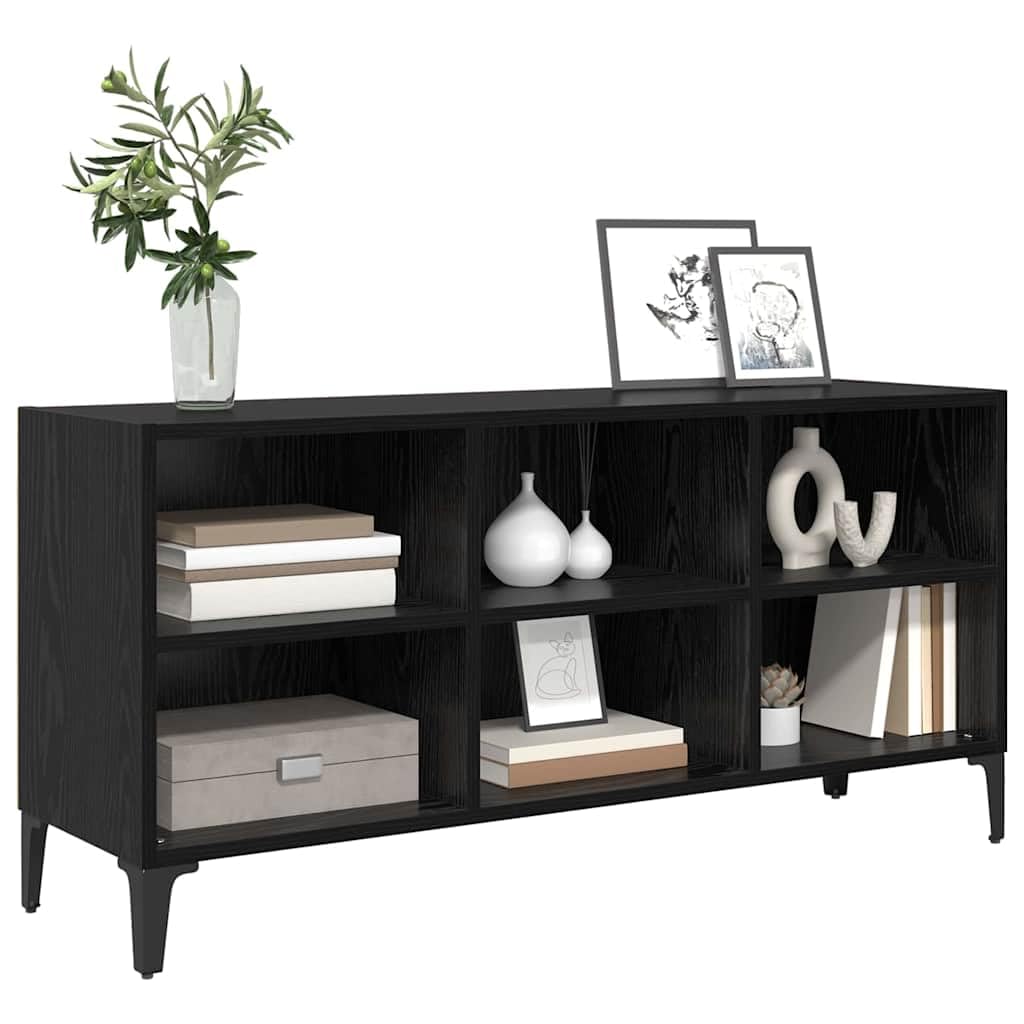Ensemble Meuble TV Noir en Bois d’ingénierie 103,5 x 30 x 50 cm avec Rangement Mural, étagère et Niche pour Salon séjour Chambre, Support Console multimédia Audio vidéo