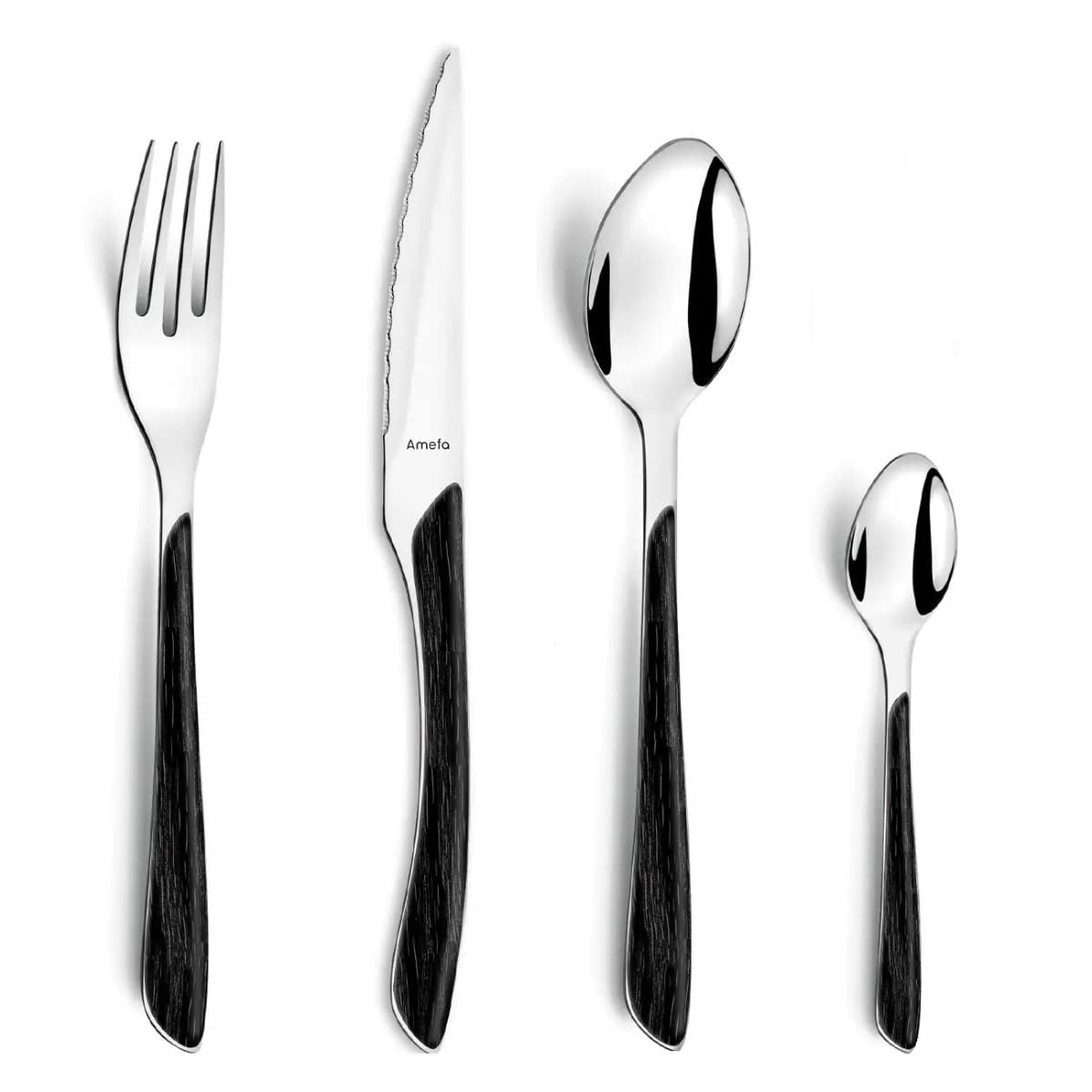 Eclat Mat Ménagère 16 pièces pour 4 personnes Aspect bois Noir