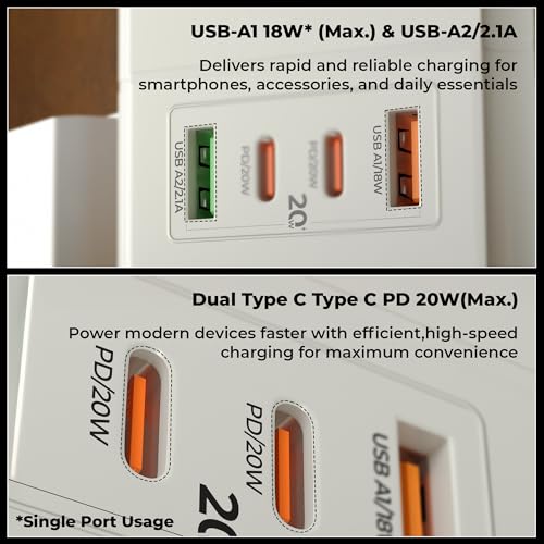 Image of Zebronics Multi-Plug Power Extension, 2500W Max, 8 Universal Sockets, 3M Cable, 20W Type-C PD, 18W USB Fast Charging, Dual Type-C & USB-A Output, Overload Protection, Ambient Light (Power Block 483)