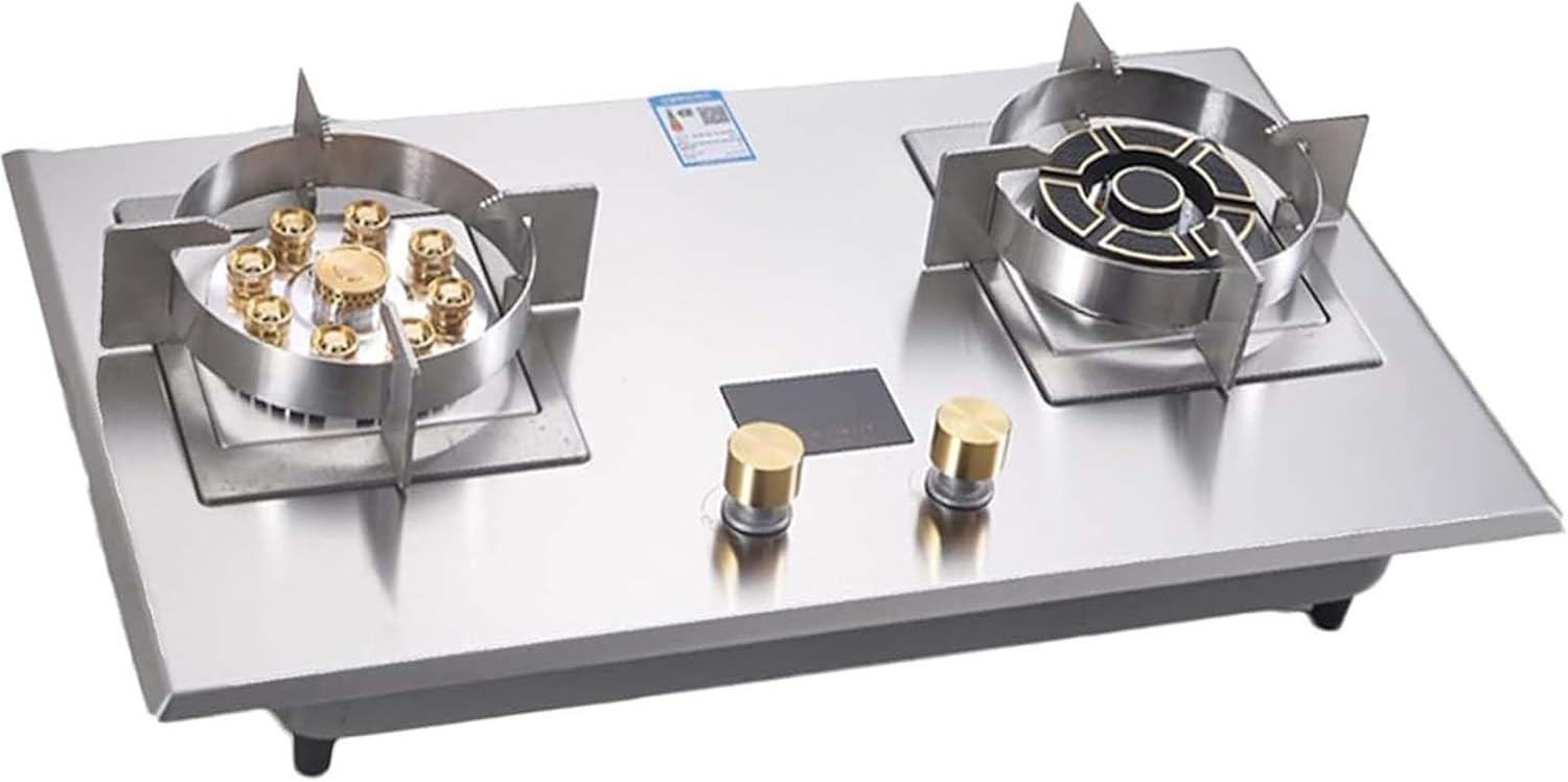 Gas Stove - 2 Burner Gas Hob Stainless Steel Cooker, Adjustable Fire Control Kitchen Portable Gas Stove, Embedded Household Stove, for Home Kitchen Garden Catering Camping Cooker(NG)