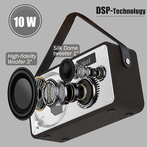 Image of Home CD Player Portable | Premium HiFi CD Stereo System | Retro Leather Bluetooth Speaker | FM Radio /USB /AUX | Rechargable Battery, DSP Clear and Rich Sounds, Remote Control (LP-103)