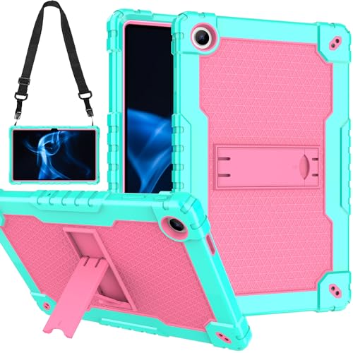Doemoil for Onn 10.4 Tablet Pro 2023 Model: 100110603 Case Built in Kickstand Heavy Duty Hybrid Protective Case Hard Back Shell Case with Shoulder Strap for Walmart Onn 10.4 Tablet Pro (Green+Pink)