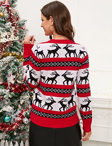 KOJOOIN Women's Ugly Christmas Cardigans Button Down Open Front Knit Pullover Holiday Vacation Long Sleeve Cardigan Sweaters2