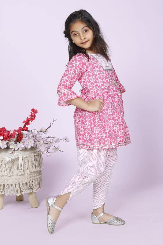 Image of ANNA's Arron Pants For Baby Girls Kids Summer Wear Dresses|Ethnic Dress For Kids| Kurti Pant For Kids