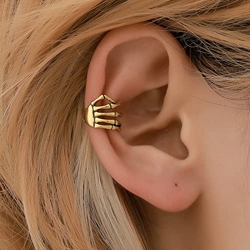 Halloween Skeleton Hand Ear Cuffs Gothic Skull Finger Ear Cuffs Clip Earrings for Women Halloween Theme Party3
