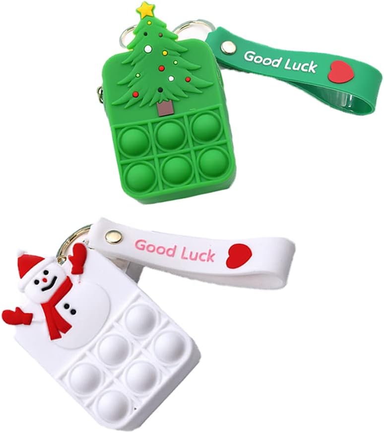 Christmas Snowman Tree Pop Fidget Toy,Small Size Bag,Decorative Wallet Purse for School Bag,Push Pop Bubble Toy,Stress Relief,Squeeze Toy for Children Kids Teenager : Toys & Games