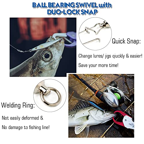 9Tong Ball Bearing Swivel Stainless Fishing Swivels with Dual Snap Lock Fishing Line Connector Freshwater Fishing and Saltwater Fishing 25pcs 39.6lbs - Image 4