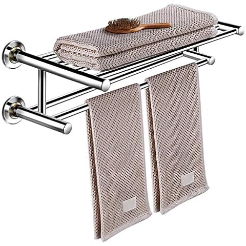 COSTWAY Toallero Baño Repisa Barra Estante de Pared 2 Estantes Acero Inoxidable Cover