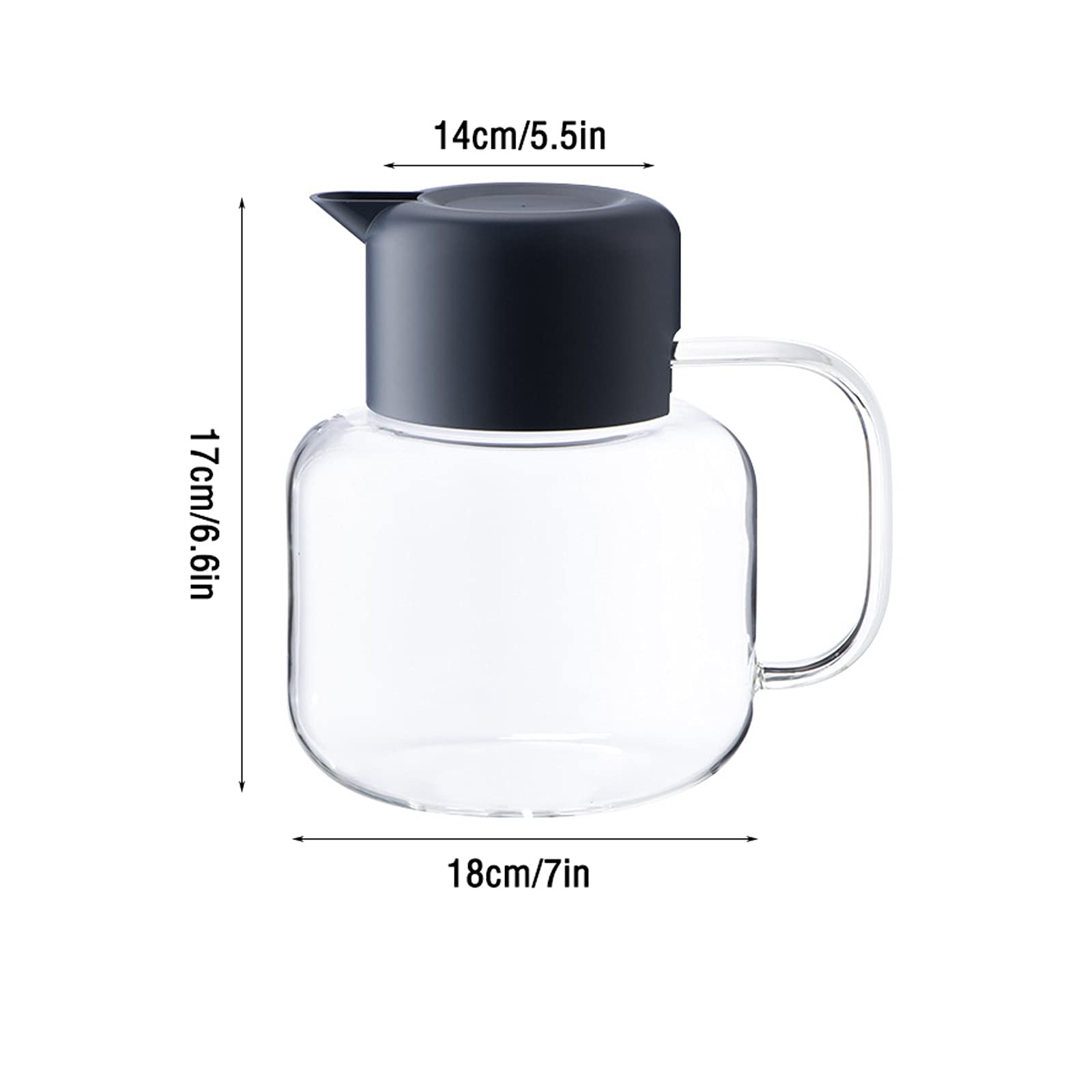 Jarra 50.7 oz Jarra de vidrio creativo con mango Hogar Alta temperatura Resistente a la temperatura Botella de agua fría Capacidad de gran capacidad Tetera Jugo Jugado Jarra Agua (Color : Negro)