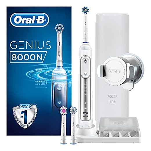Oral-B Genius 8000N CrossAction - Cepillo Eléctrico, 1 Plata Mango Conectado, 5 Modos Blanqueado, Sensible, Encías, 3 Cabezales, Funda de Viaje Premium