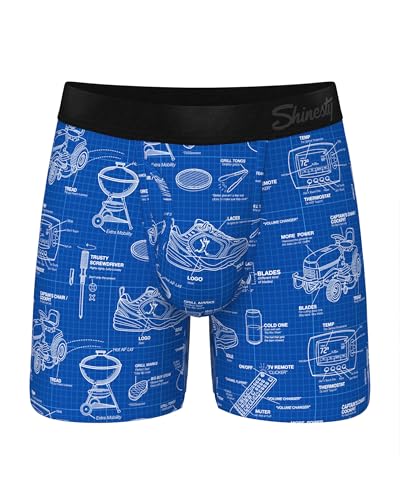 Shinesty Hammock Support Pouch Underwear | Underwear Men Boxer Briefs with Fly | US Medium Blueprint