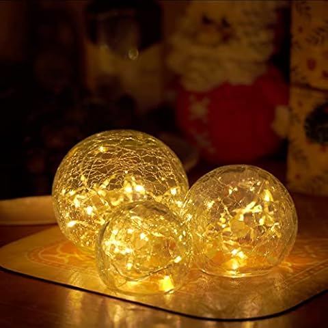 Zodight LED Glaskugel Lichterketten, Weihnachtsdeko Glaskugel Beleuchtet mit Crackle Glas Cover