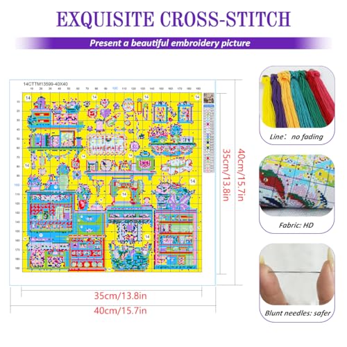 Image of ZuoAnLF Cross Stitch Kits for Adults,14CT Stamped Cross Stitch Kits for Beginner,DIY Needlepoint Embroidery Patterns Kits Embroidery Patterns for Gift Home Wall Decor 16x16 Inch (DIY)