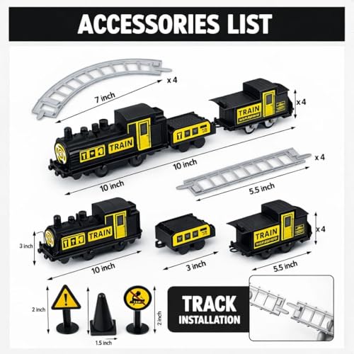Image of Electric Express Railway Train Set for Boys | Battery Operated Engine with Coach & Track Pieces | 14 Piece Train Toy Set for Boy