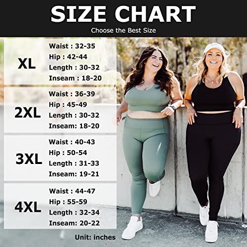 NEW YOUNG 3 Pack Plus Size Leggings with Pockets for Women,High Waist Tummy Control Workout Yoga Pants - Image 8