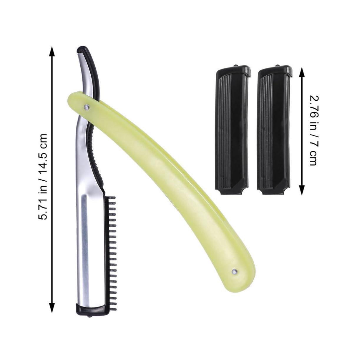 Foldable Straight Razor for Beard and Short Hair, Yellow