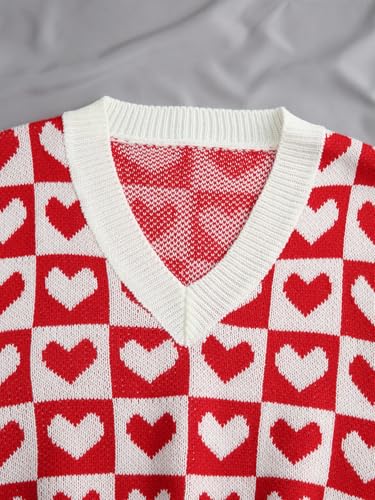Floerns Women's Cute Heart Print V Neck Sleeveless Sweater Vest Knit Top4