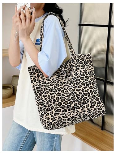 Image of MakeMeChic Women's Leopard Tote Bag Cheetah Oversize Shoulder Bag Weekender Bag